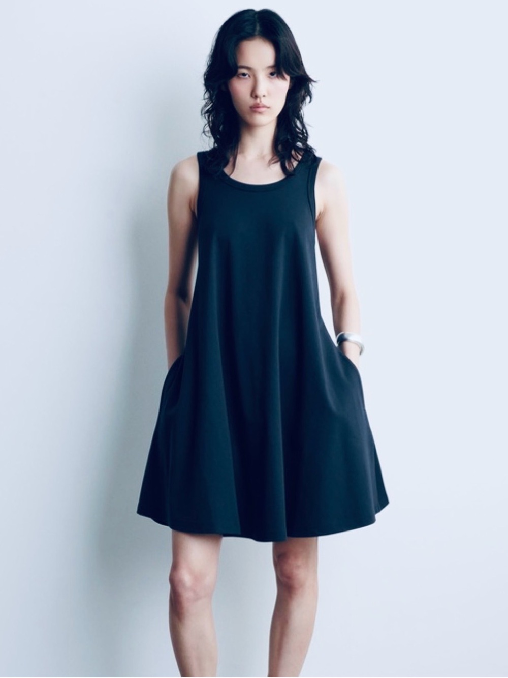 Cos cotton-jersey mini swing dress, black, S